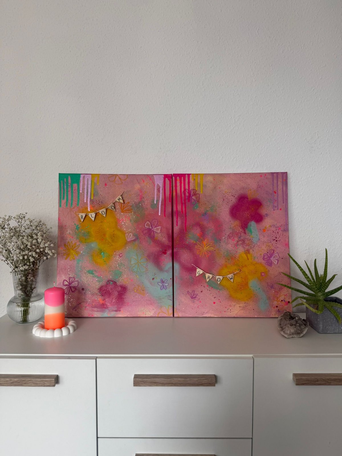 BLOOM&GROW 50x80 Mixed Media auf Leinwand